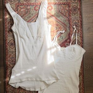 Vintage White Ribbed Tank Tops